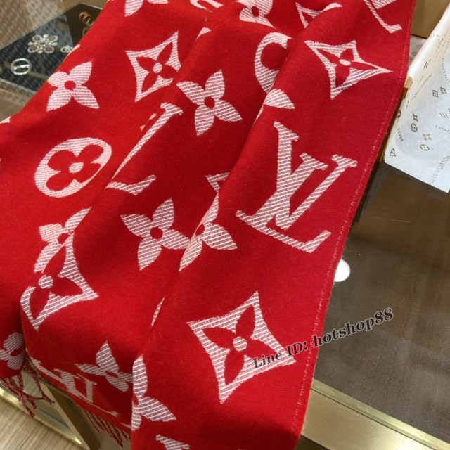 LV專櫃新品路易威登全幅經典Monogram圖案100%羊毛流蘇長巾女士圍巾披肩 mmyj1250